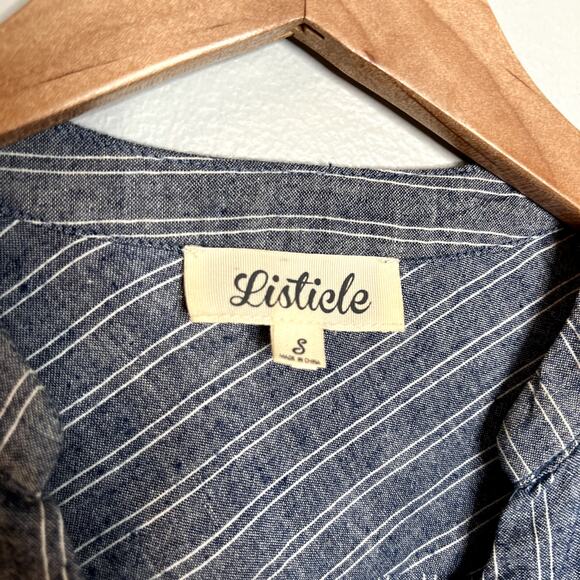 Listicle Blue Cross Front Blouse - Picture 3 of 5